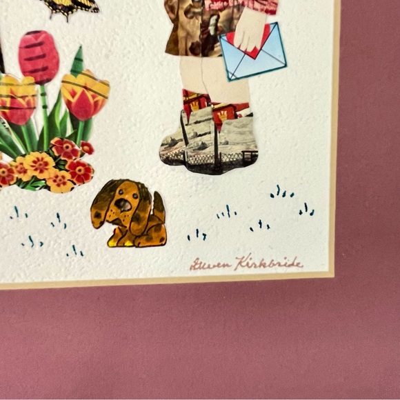Vintage 90’s Gwen Kirkbride Local Artist Stamp Collage Art Matted 10x8 - Picture 4 of 9